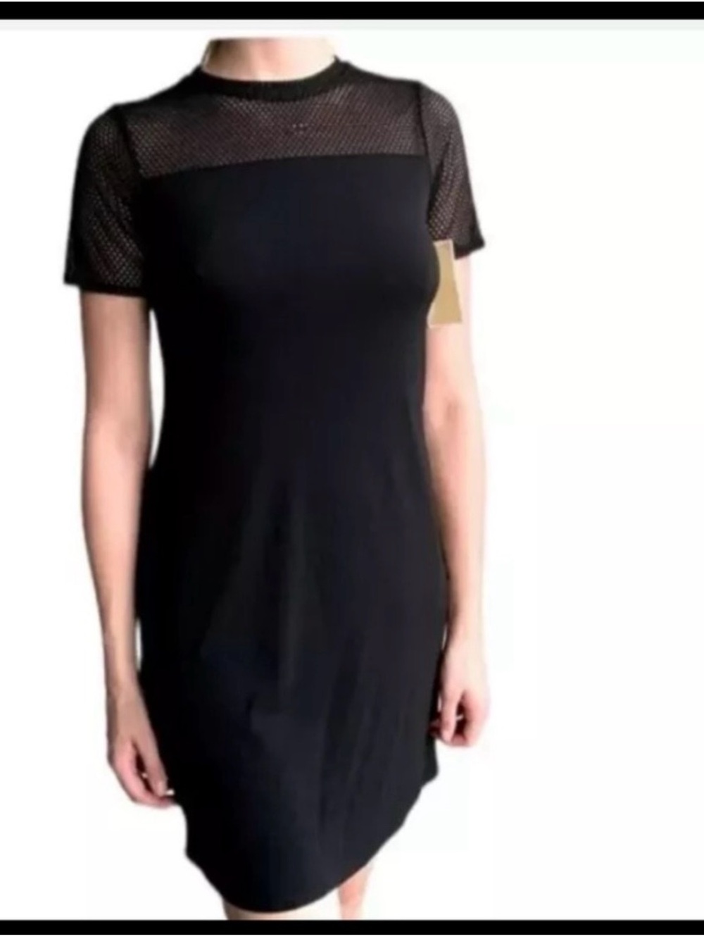 Michael Kors Mesh Neckline Mini Dress